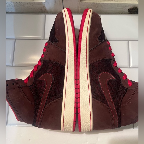 Jordan Red and Brown High-Top Sneakers - Picture 3 of 9